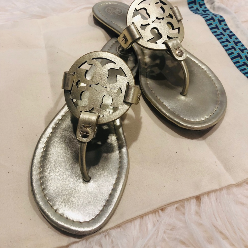 Tory Burch Miller Sandals. Gold 8.5